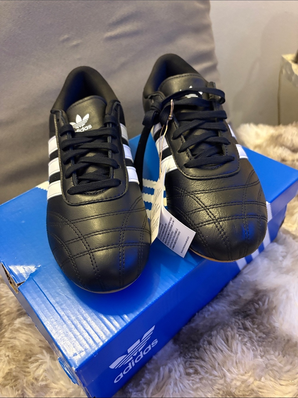 adidas women  taekwondo Black Sneakers with White Signature Stripes